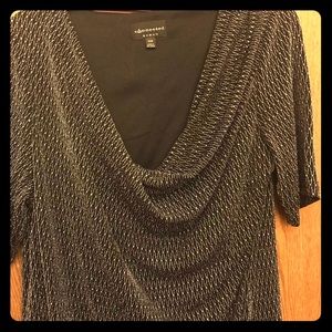 Women's Black Metallic Draped Neck Dress Size 20